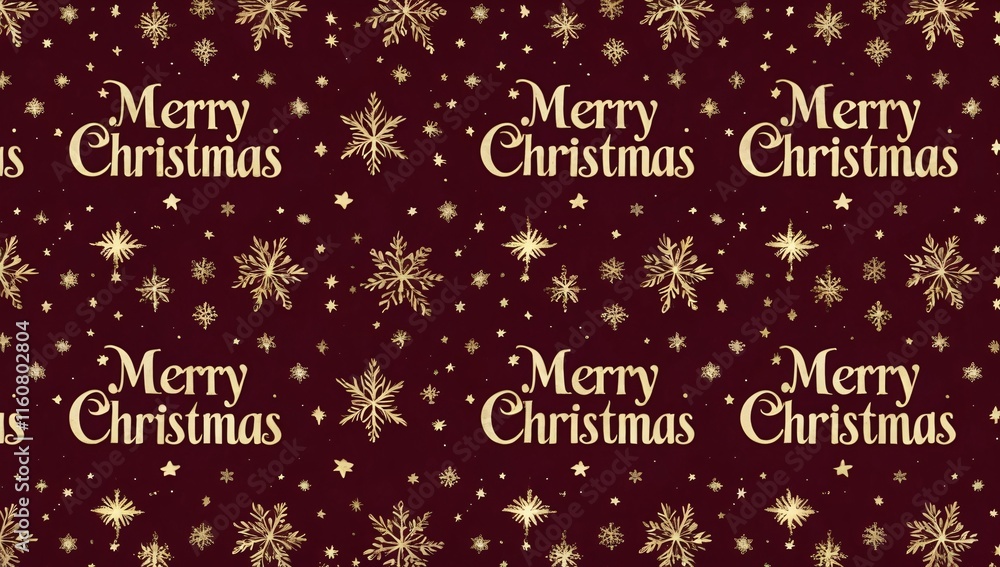 Festive pattern showcasing cheerful Merry Christmas messages adorned with shimmering snowflakes on a deep burgundy background perfect for holiday decor and celebrations Festive pattern showcasing cheerful Merry Christmas messages adorned with shimmering snowflakes on a deep burgundy background perfect for holiday decor and celebrations