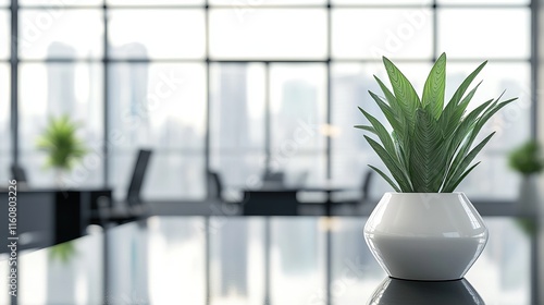 Modern Office Plant Decor: A Stylish Green Accent photo