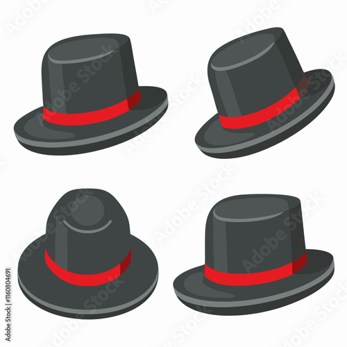 Classic Fedora Hat Logo Vector Set.