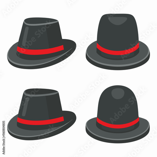 Classic Fedora Hat Logo Vector Set.