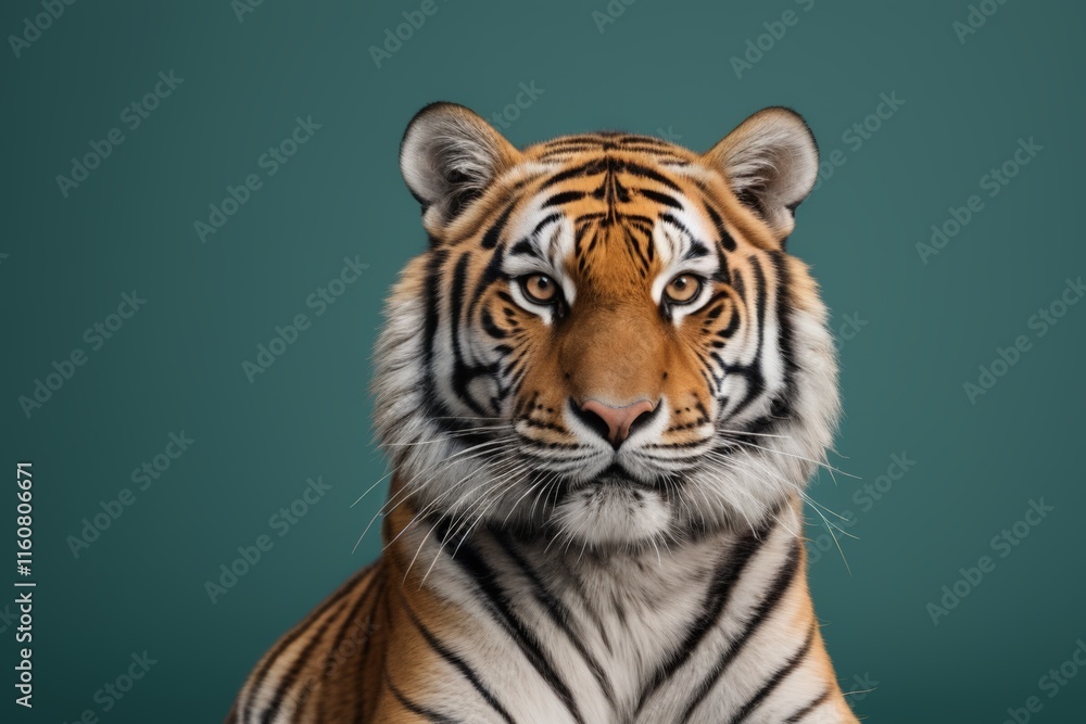 Fototapeta premium there is a tiger that is sitting down looking at the camera