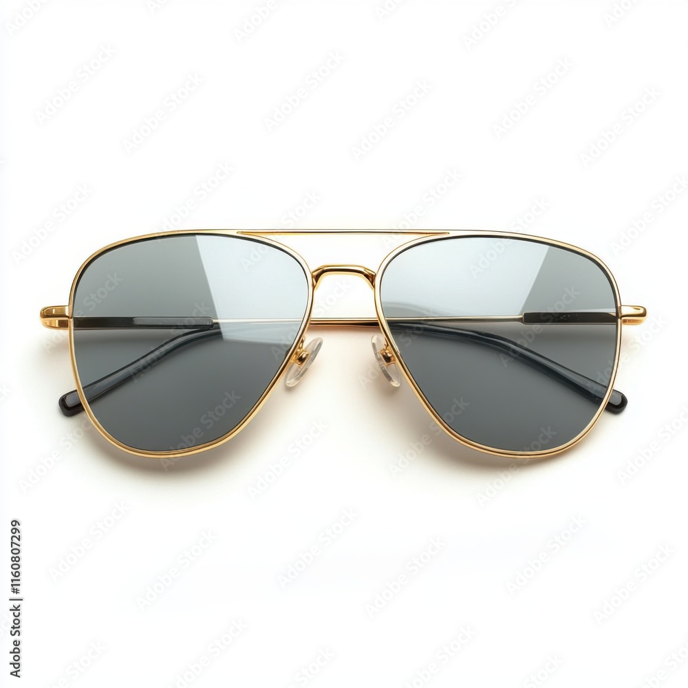 Stylish aviator sunglasses with a gold frame and dark lenses for summer fashion Stylish aviator sunglasses with a gold frame and dark lenses for summer fashion