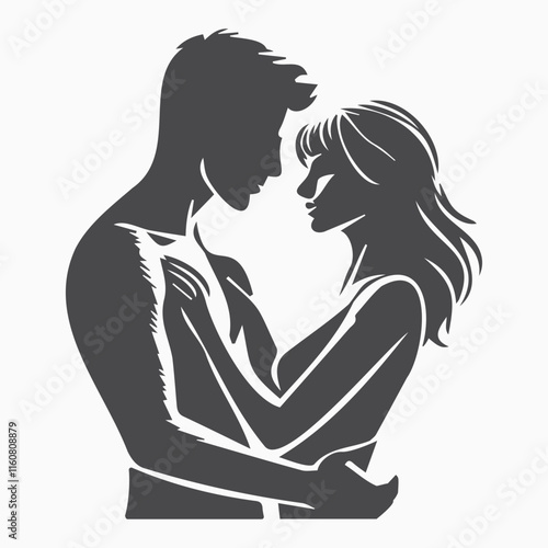 Wallpaper Mural Silhouette of a Romantic Couple Embracing Torontodigital.ca