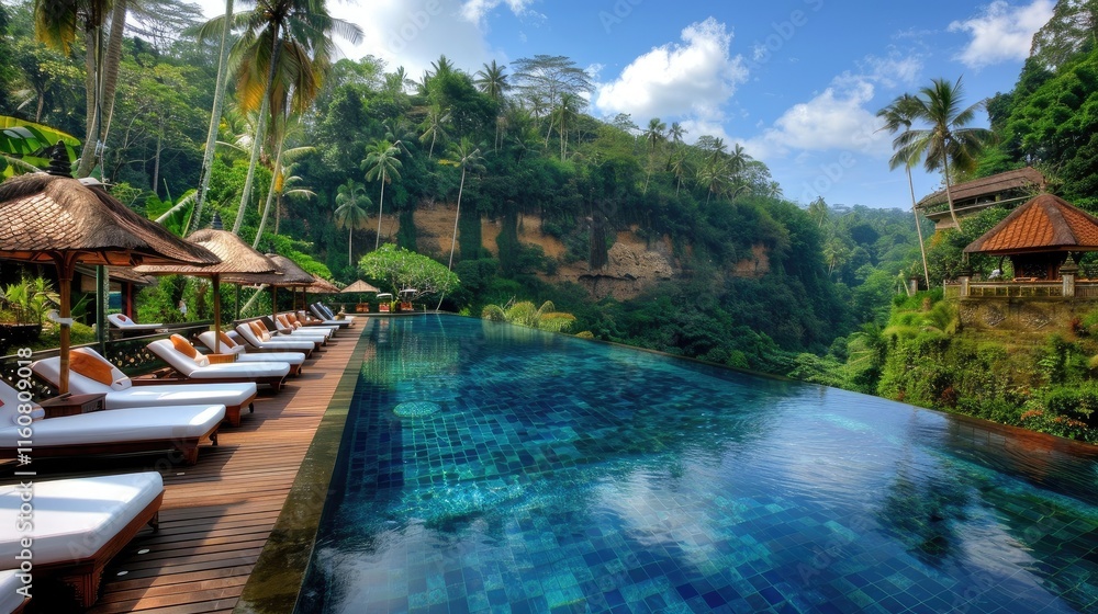 Obraz premium A long, wide pool 