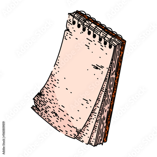text notepad hand drawn. editor writing, jot memo, list organize text notepad vector sketch. isolated color illustration