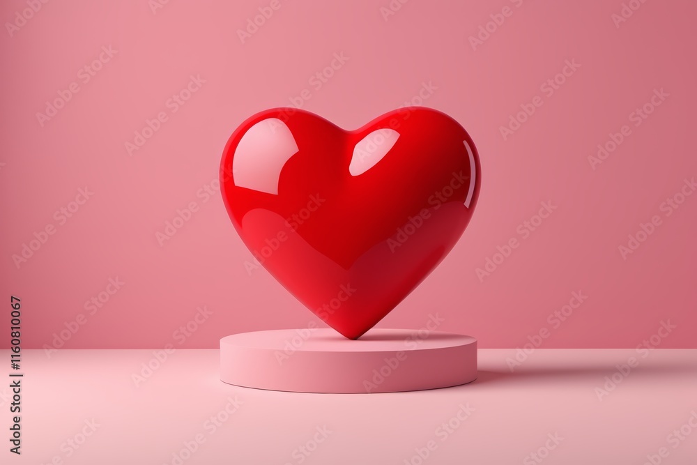 arafed red heart on a pedestal on a pink background arafed red heart on a pedestal on a pink background