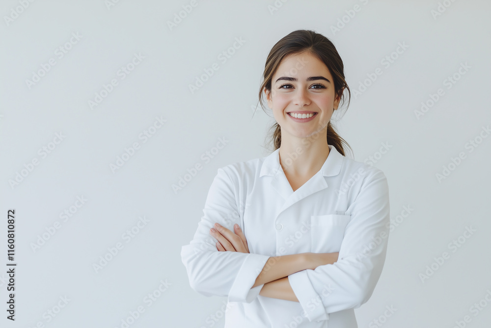 Smiling Female Doctor with Arms Crossed: Confidence and Professionalism in Healthcare Smiling Female Doctor with Arms Crossed: Confidence and Professionalism in Healthcare