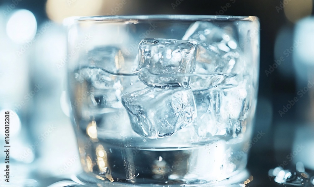 Close-up of ice cubes in a glass of water. Close-up of ice cubes in a glass of water.