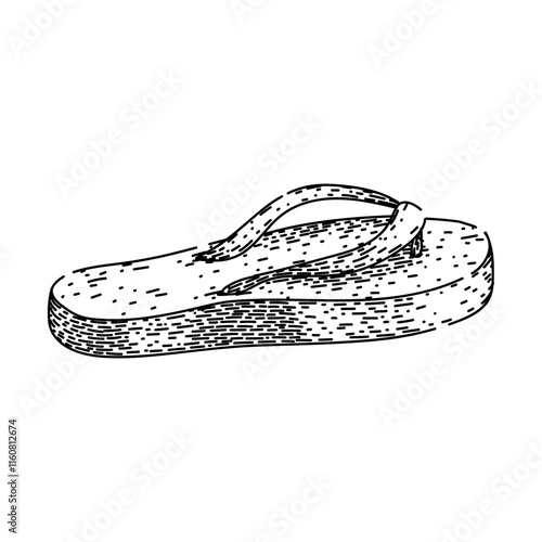 casual flip flops hand drawn. summer footwear, comfort slip, on pool casual flip flops vector sketch. isolated black illustration