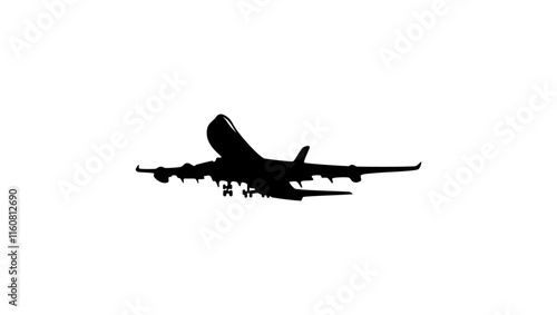 Passenger aircraft, black isolated silhouette