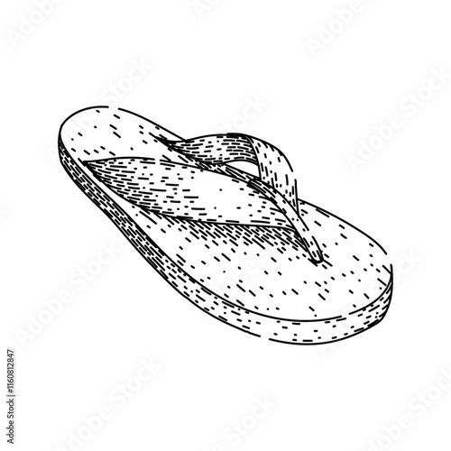 summer flip flops hand drawn. footwear comfort, slip on, pool vacation summer flip flops vector sketch. isolated black illustration