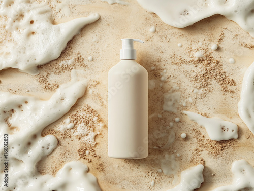 bottle of cream with a towel