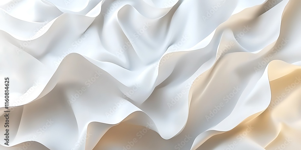 Fototapeta premium Abstract white fabric with soft folds and waves.
