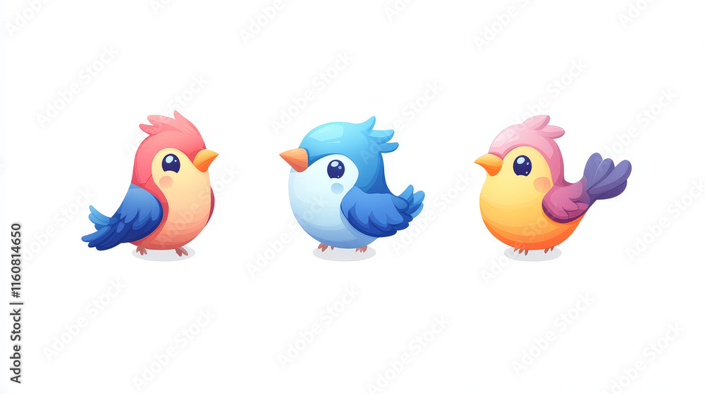 Set of cartoon doodle birds icons for communication networks design, such a logo. Rasterized version also available in gallery Set of cartoon doodle birds icons for communication networks design, such a logo. Rasterized version also available in gallery