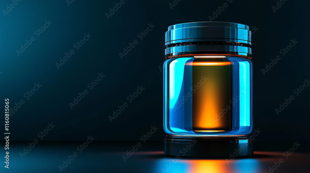 Canister of engine motor oil, full synthetic clinging molecules protection. Vector vehicle engine lubricant oil change logo with blurred golden bubbles. Promotion and advertisement of car oils Canister of engine motor oil, full synthetic clinging molecules protection. Vector vehicle engine lubricant oil change logo with blurred golden bubbles. Promotion and advertisement of car oils