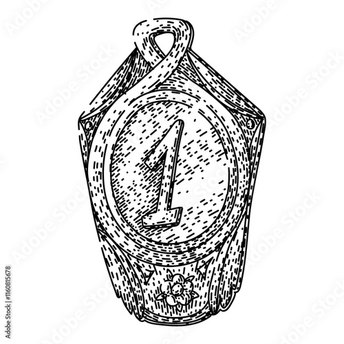 victory medal hand drawn. achievement recognition, accolade prize, trophy winner victory medal vector sketch. isolated black illustration