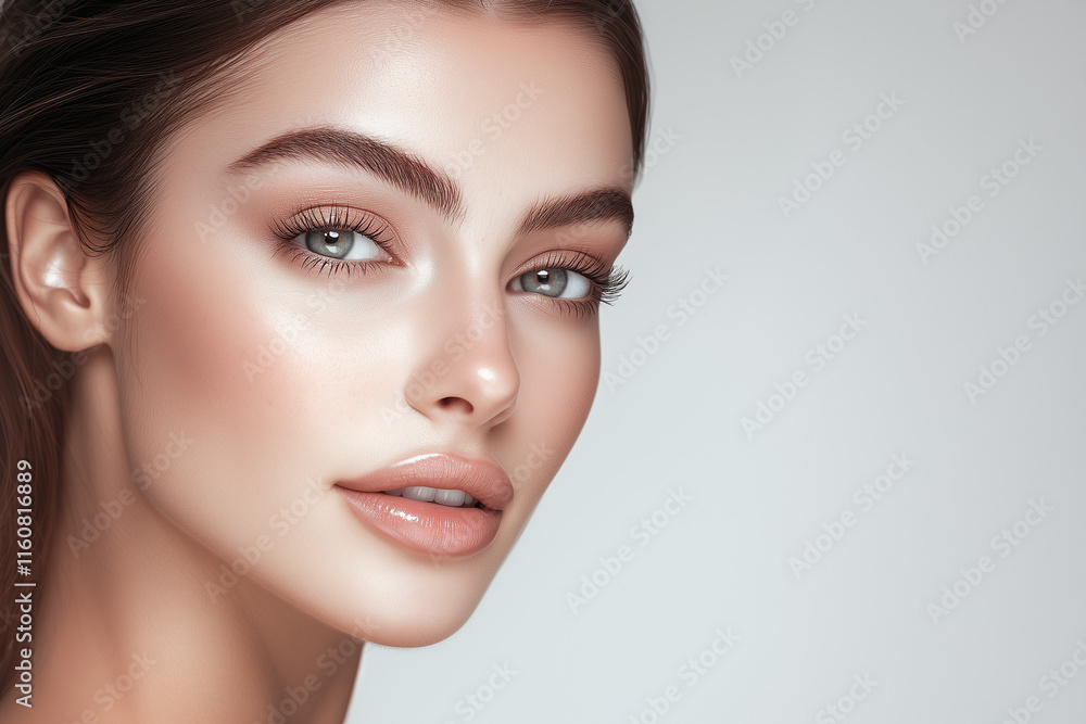 Obraz premium Beautiful skin woman face, healthy beauty skincare for adverstising. Generative Ai.