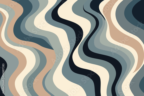 Abstract retro pattern with flowing curves and smooth lines, perfect for wallpaper, textiles and modern design.