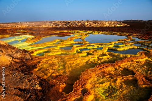 Tableau sur toile Volcanic activity and Sulphur lake at Dallol in the Ethiopia Danakil depression
