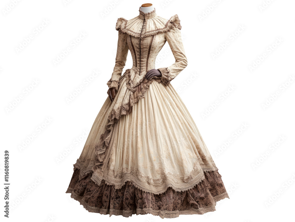Modest High Collar Dress Isolated on Transparent Background Modest High Collar Dress Isolated on Transparent Background