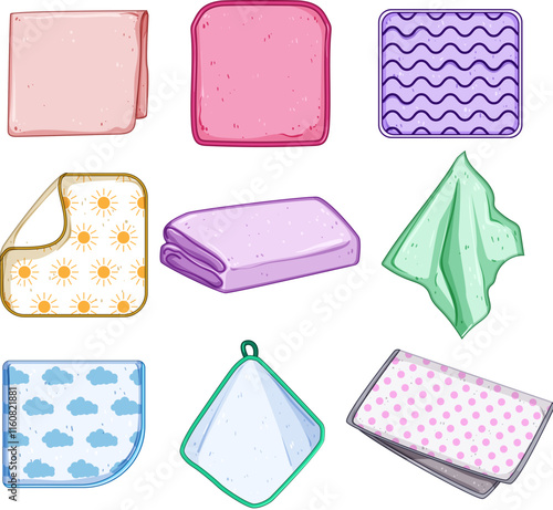 washcloth baby set cartoon. organic cotton, newborn bath, hygiene clean washcloth baby sign. isolated symbol vector illustration