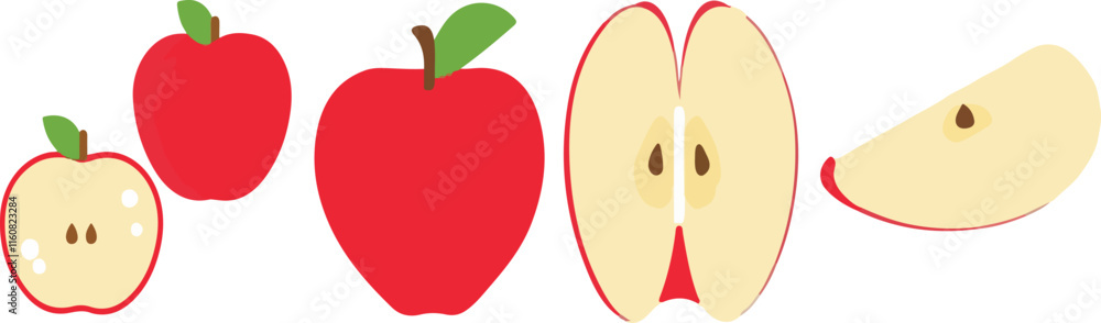Fototapeta premium Print Red apple vector. healthy sweet fruit