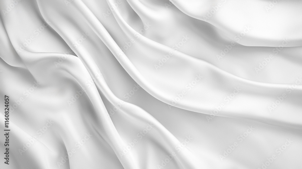 Smooth white fabric drapes gracefully with soft folds creating an elegant texture Smooth white fabric drapes gracefully with soft folds creating an elegant texture