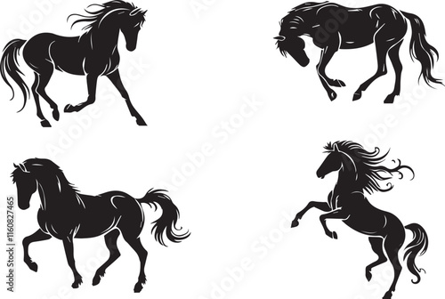  Horse silhouette vector EPS SET