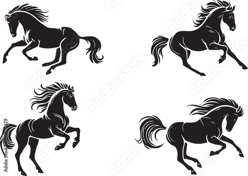 Horse silhouette vector EPS SET