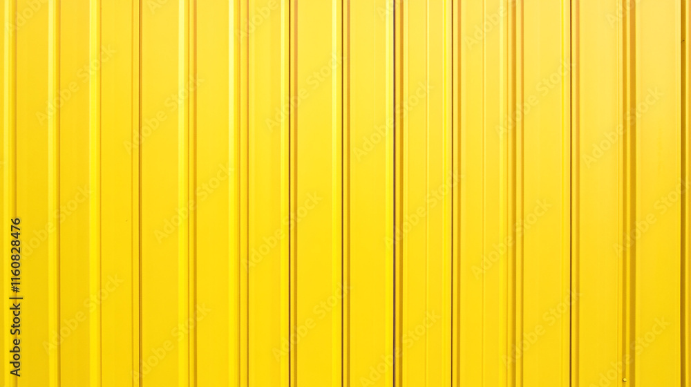 Obraz premium Bright yellow corrugated wall creates vibrant backdrop in urban setting