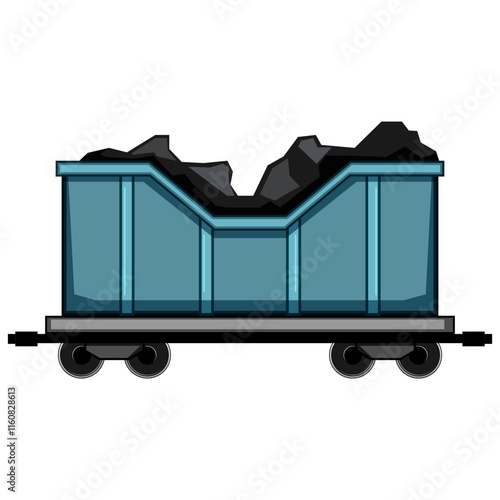 mining coal wagon cartoon. industry freight, rail cargo, bulk shipment mining coal wagon sign. isolated symbol vector illustration