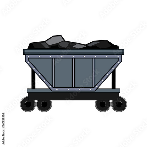 freight coal wagon cartoon. rail cargo, bulk shipment, supply energy freight coal wagon sign. isolated symbol vector illustration