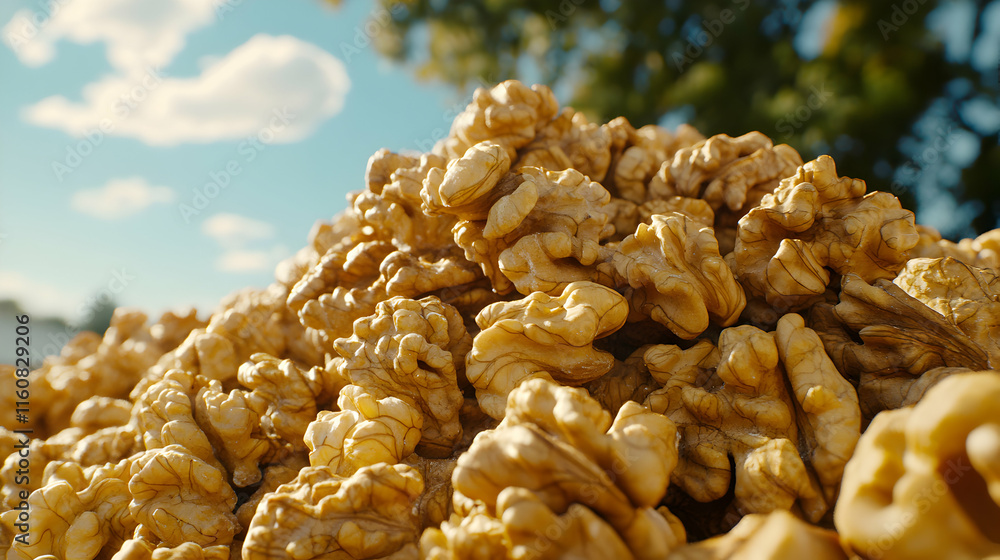A Bountiful Harvest, Walnuts Under a Sunny Sky, Nature's Delight A Bountiful Harvest, Walnuts Under a Sunny Sky, Nature's Delight