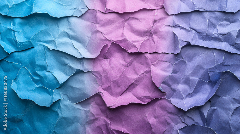 Obraz premium Crinkled Paper Texture, Blue, Purple, and Violet Hues Blend Seamlessly, Creating a Visually Stunning Abstract Background