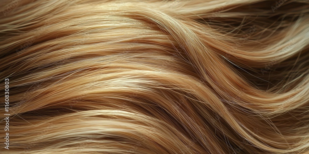 Naklejka premium Beautiful Blonde Hair Close-Up with Soft Waves and Sunlight Reflections
