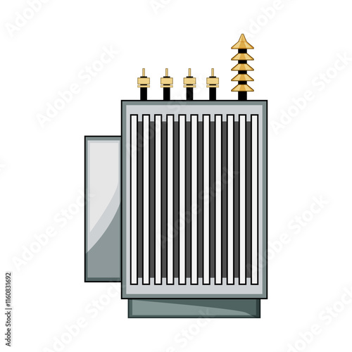 current electrical transformer cartoon. power efficiency, winding insulation, phase frequency current electrical transformer sign. isolated symbol vector illustration