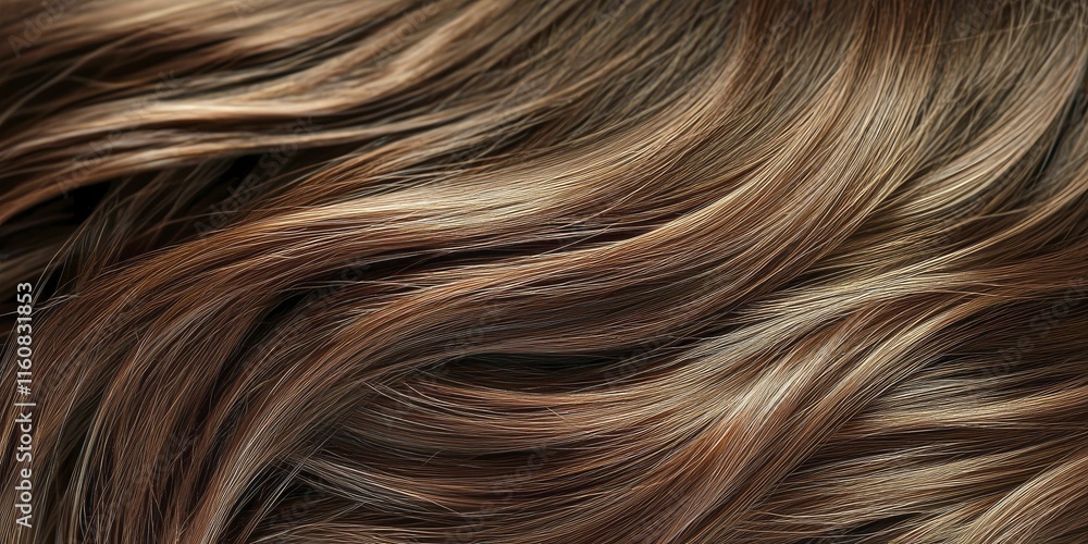 Macro Shot of Soft Brown Hair Strands with Natural Highlights. Macro Shot of Soft Brown Hair Strands with Natural Highlights.