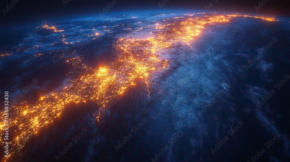 Map view of a route for trade, transport, and global distribution via ocean channels Map view of a route for trade, transport, and global distribution via ocean channels