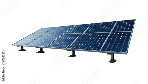 Ground mounted solar panel png isolated on transparent background photo