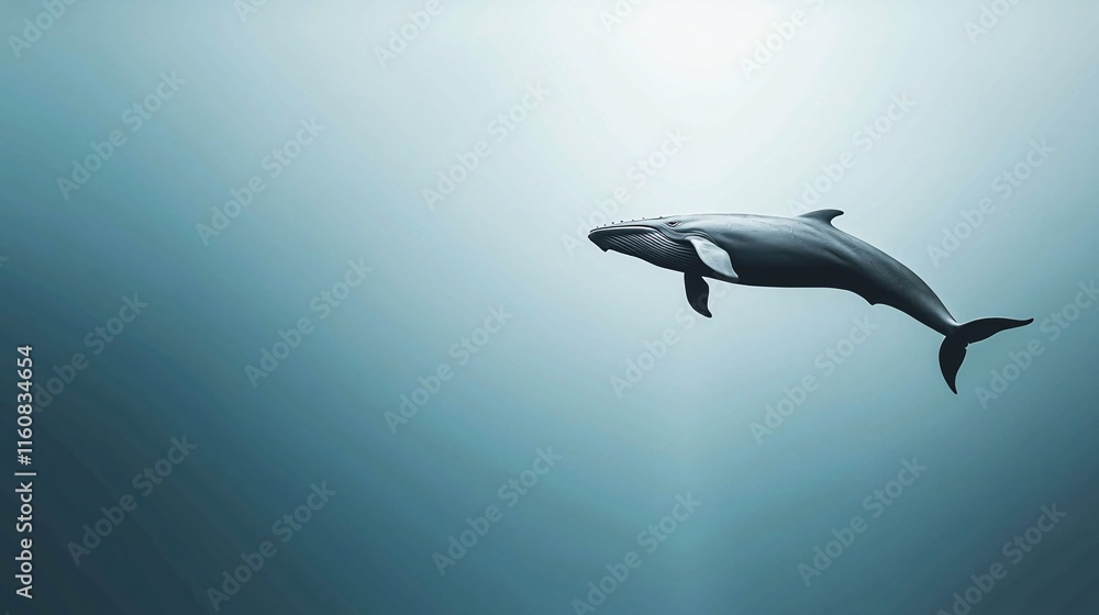 Obraz premium emotional value concept. Majestic Whale Swimming in Tranquil Ocean Blues