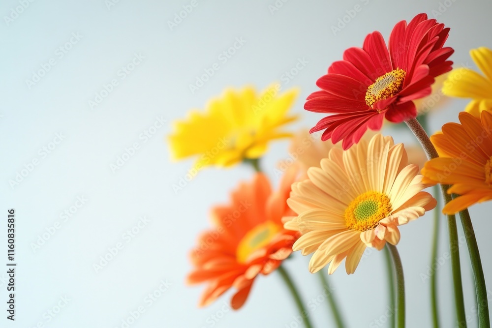 Brightly colored flowers create cheerful atmosphere with delicat Brightly colored flowers create cheerful atmosphere with delicat