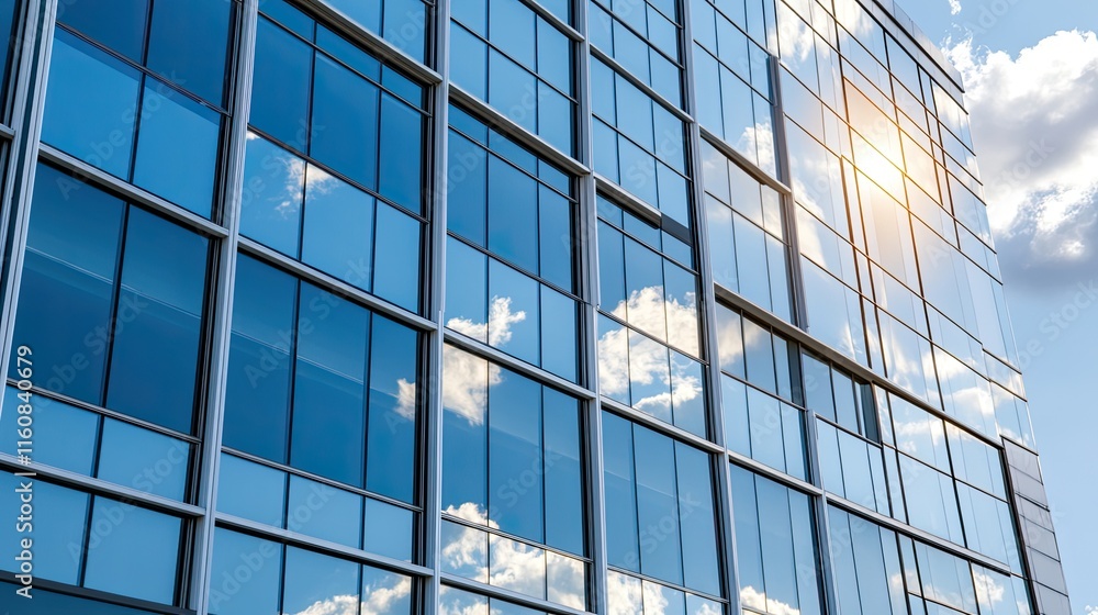 Close-up of a modern office building featuring blue glass windows. The architectural design highlights urban elegance and sophistication. Close-up of a modern office building featuring blue glass windows. The architectural design highlights urban elegance and sophistication.