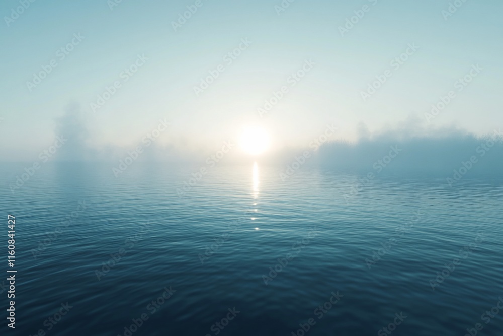 Misty sunrise over calm ocean water. Misty sunrise over calm ocean water.