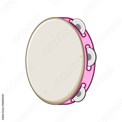 rhythm tambourine cartoon. percussion music, instrument jingles, dance sound rhythm tambourine sign. isolated symbol vector illustration