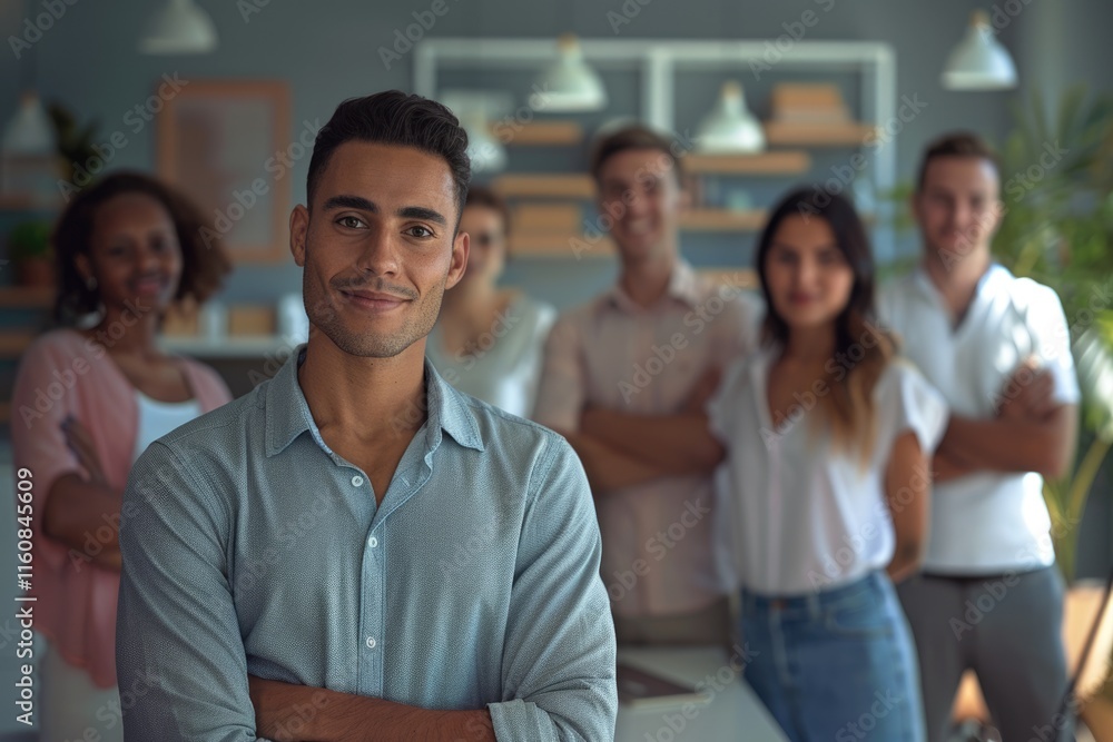 New mixed race employee introduced on first day at work. New mixed race employee introduced on first day at work.