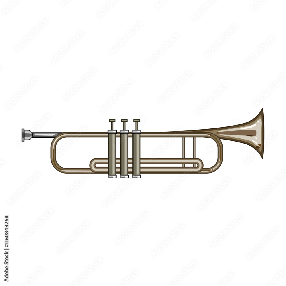 Obraz premium valves trumpet cartoon. bell mouthpiece, orchestra band, solo performance valves trumpet sign. isolated symbol vector illustration