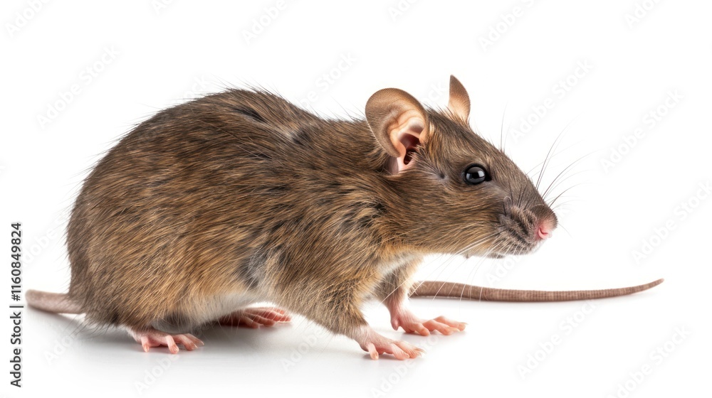 Brown rat, side view, isolated on white background. Brown rat, side view, isolated on white background.