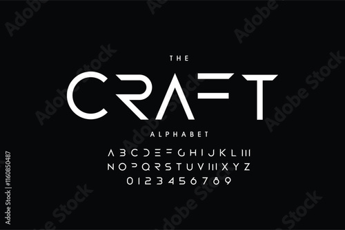 Futuristic techno scifi font style, abstract modern clean geometric craft typeface
