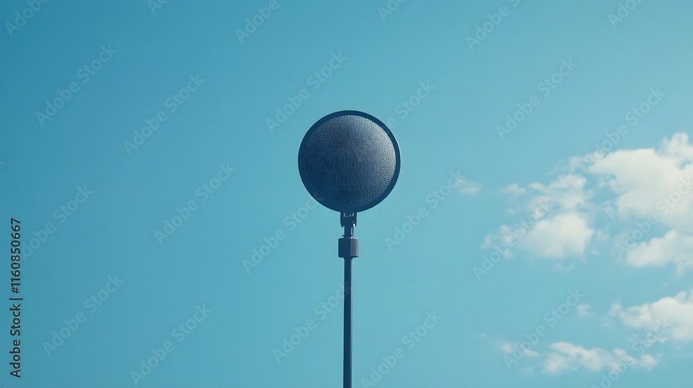 A Single Microphone Against A Blue Sky A Single Microphone Against A Blue Sky