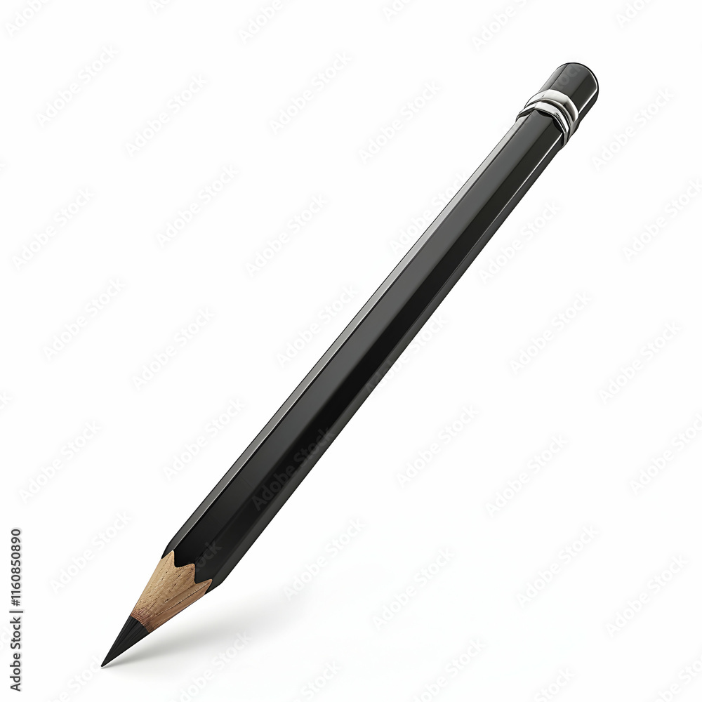 Black Pencil with Sharp Tip on a White Background Black Pencil with Sharp Tip on a White Background